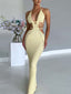 Halter Neck Cutout Knitted Maxi Dress