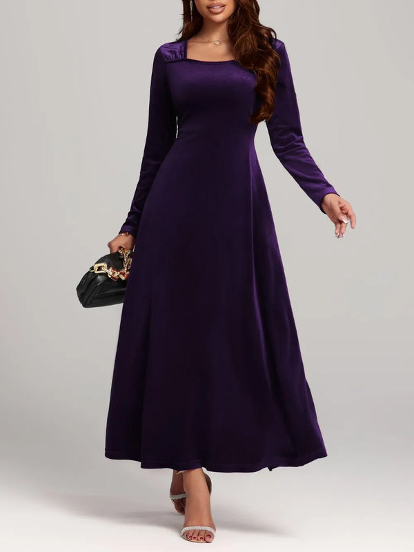 Square Neck Long Sleeve Velvet Dress - product image 16