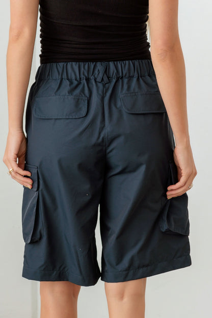 Tasha Apparel Navy Cargo Bermuda Shorts