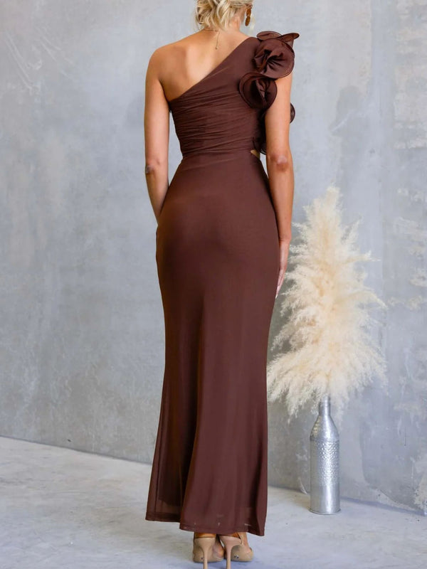 One-Shoulder Floral Trim Sleeveless Maxi Dress - product image 27
