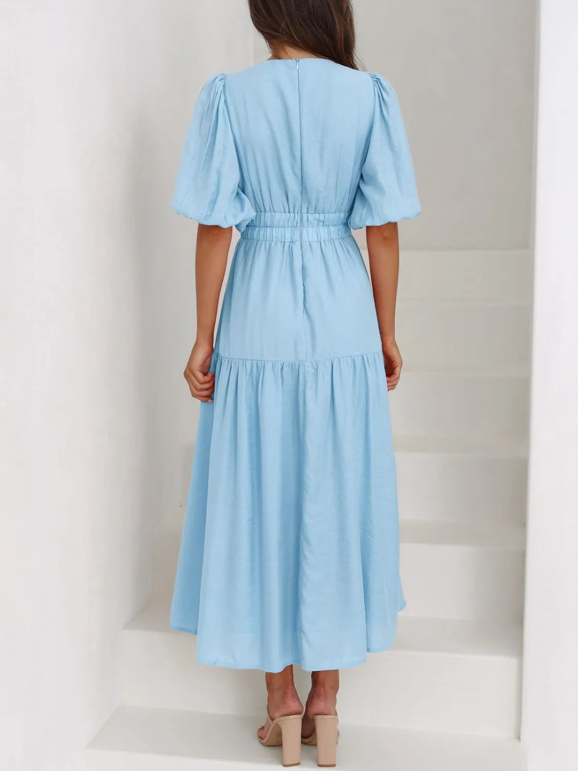 V-Neck Puff Sleeve Midi Dress - product image 4