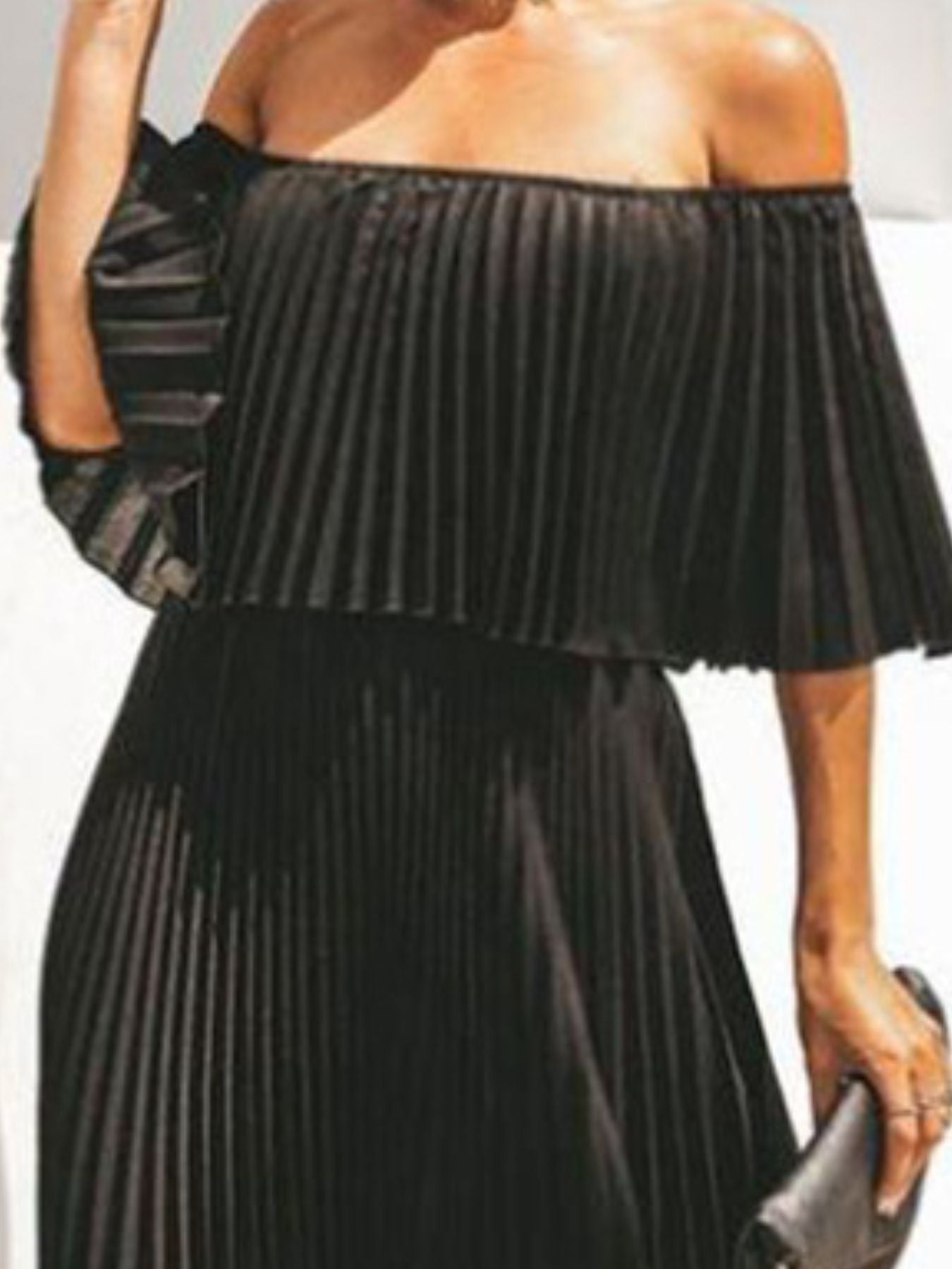 Full Size Off-Shoulder Pleated Maxi Dress Plus Size view 2 - Shopiebay