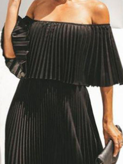 Full Size Off-Shoulder Pleated Maxi Dress Plus Size view 2 - Shopiebay
