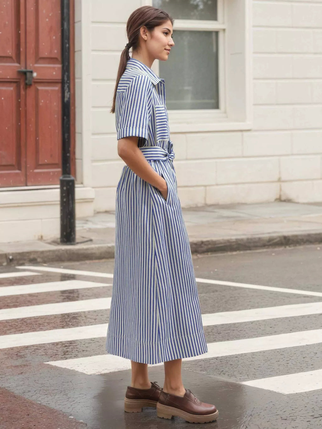 Striped Button Front Shirt Dress - product image 2