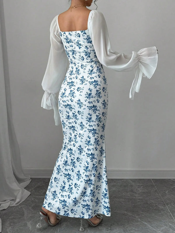 Floral Print Sweetheart Neckline Maxi Dress - product image 3