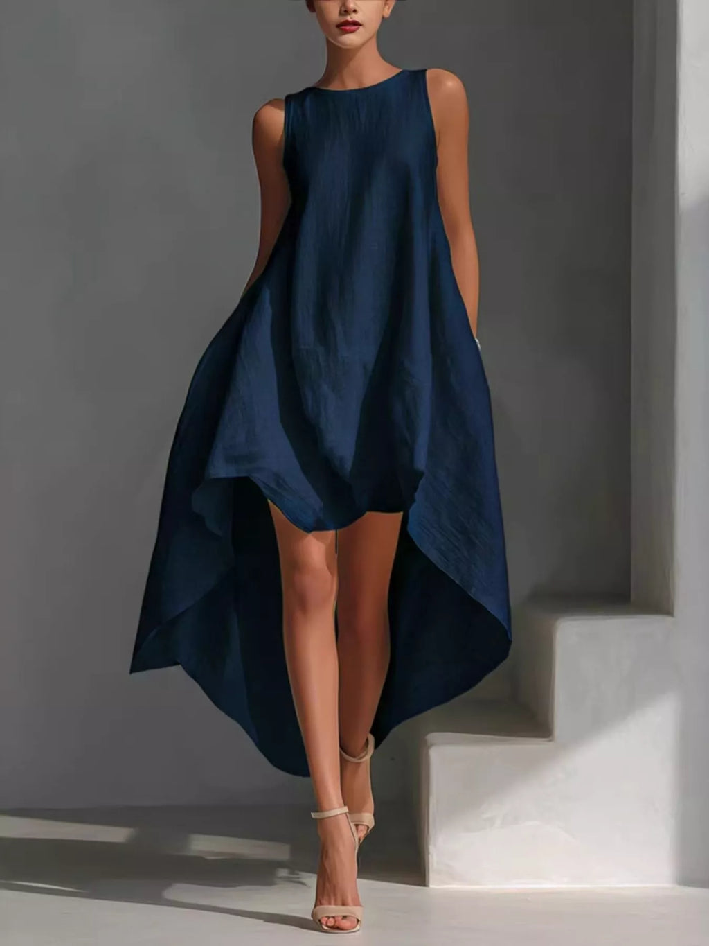 High-Low Round Neck Sleeveless Dress - product image 7