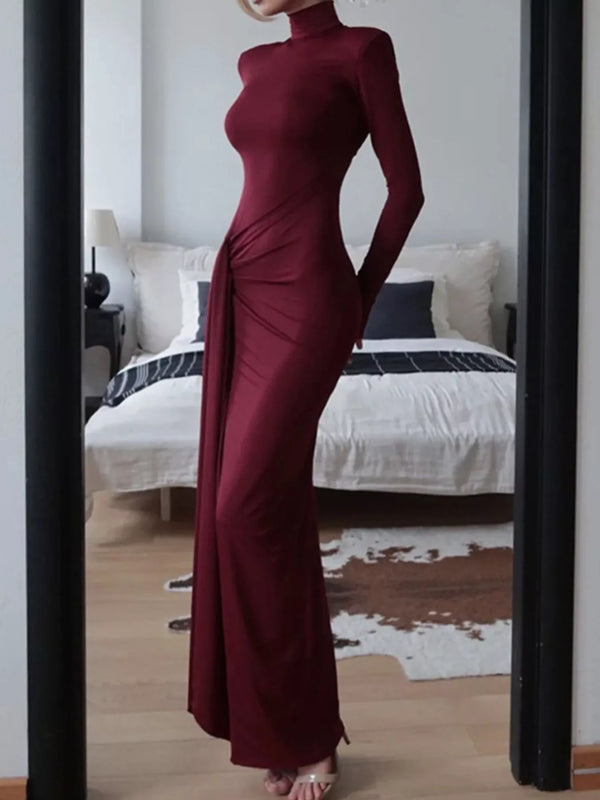 Turtleneck Long Sleeve Slit Maxi Dress - product image 10
