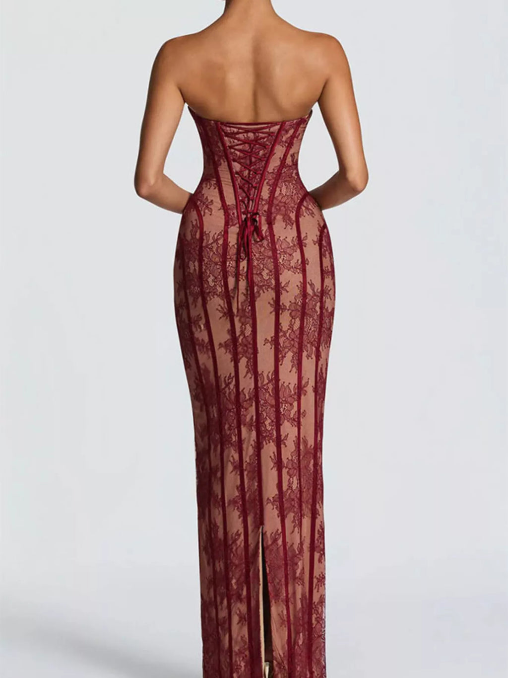 Lace Up Back Strapless Maxi Dress - product image 8