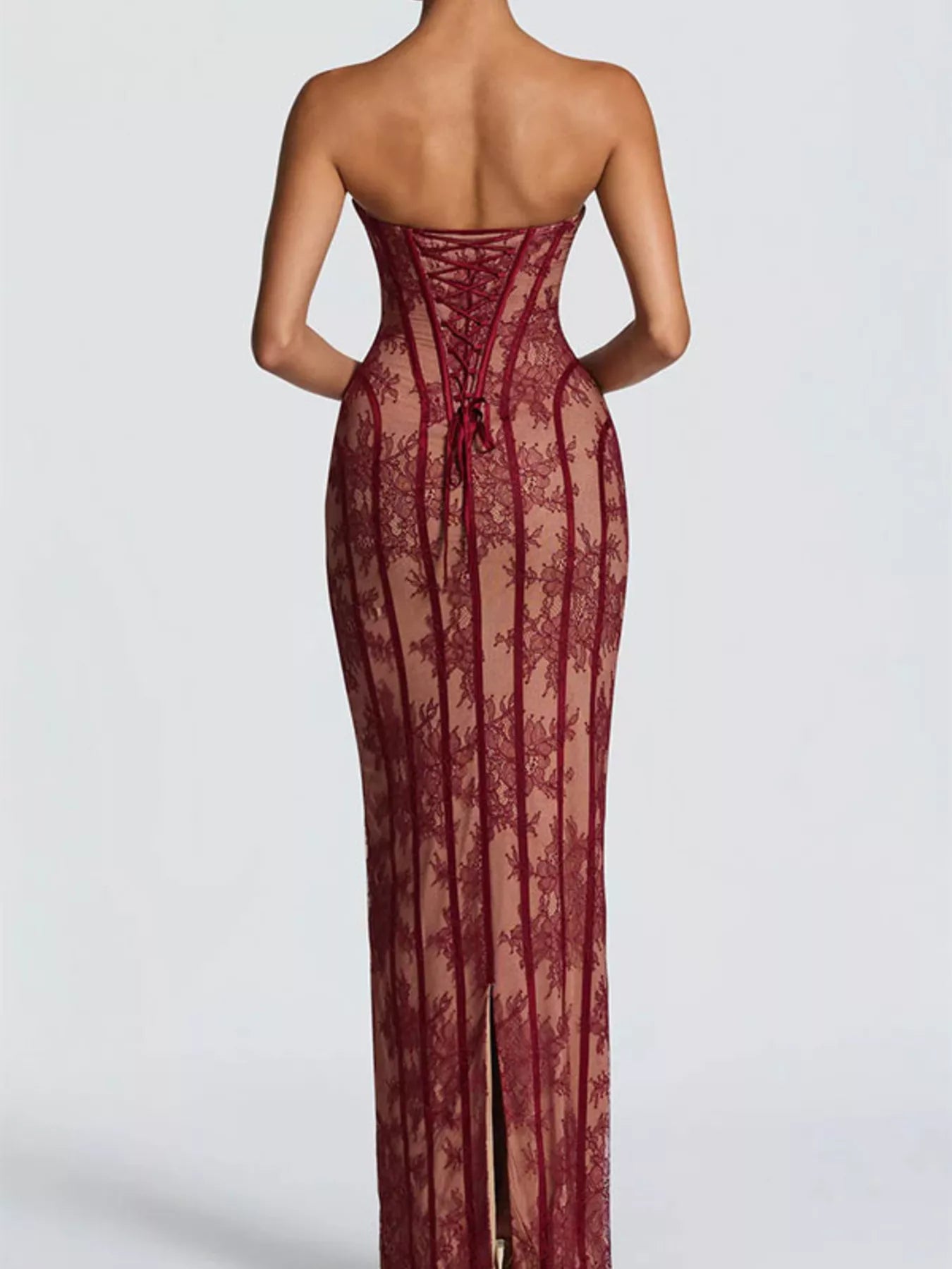 Lace Up Back Strapless Maxi Dress - product image 8