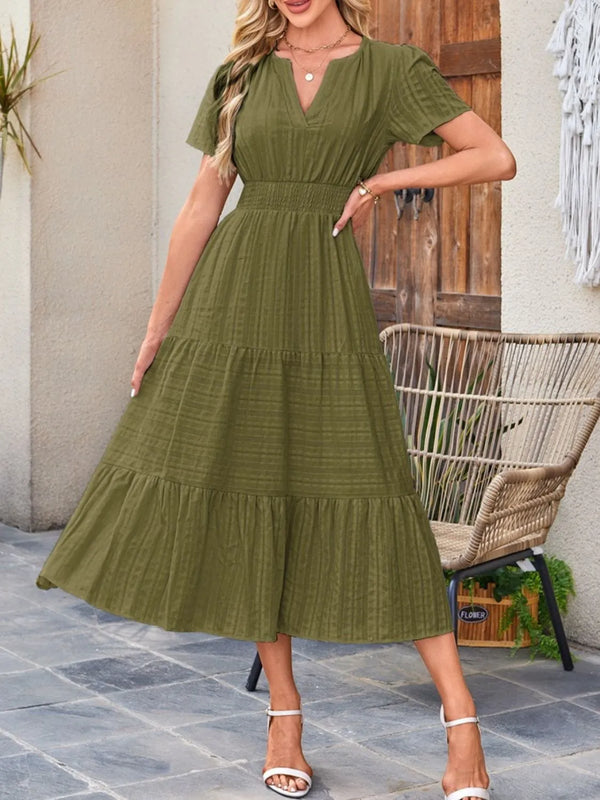 Tiered Notched Short Sleeve Dress - product image 23