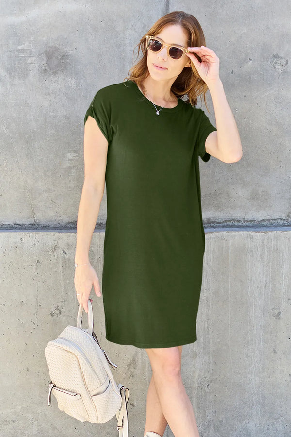 Basic Bae Round Neck Short Sleeve Dress with Pockets - product image 27