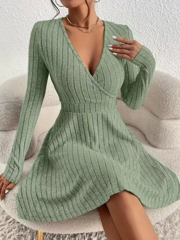 Ribbed Knit Wrap Mini Dress - product image 17