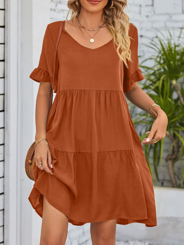 Ruffled Sleeve Tiered Mini Dress - product image 12
