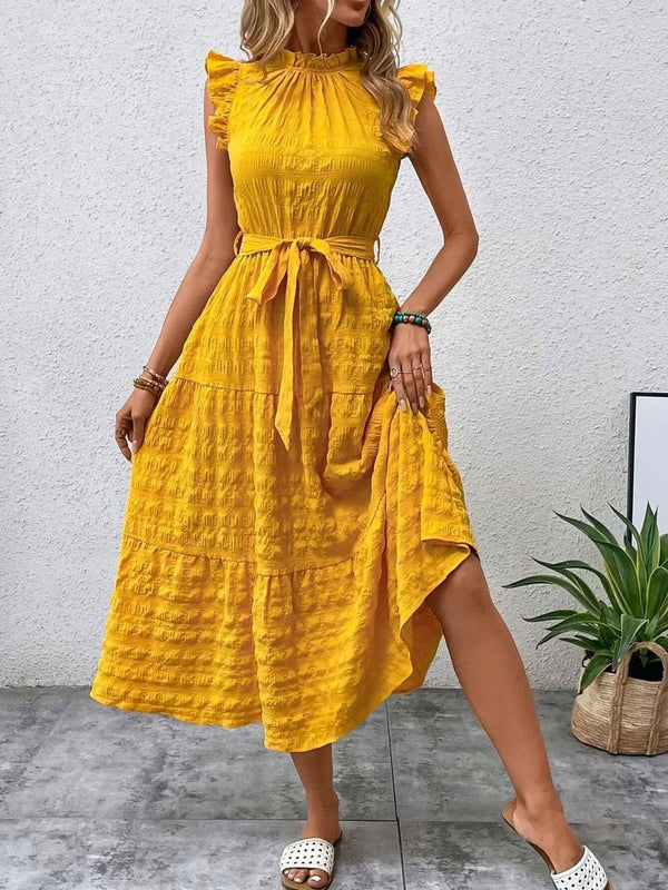 Tied Ruffled Cap Sleeve Midi Dress - product image 3