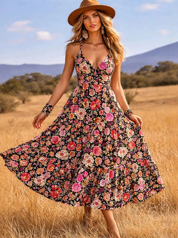 Floral Print V-Neck Midi Dress - product image 4