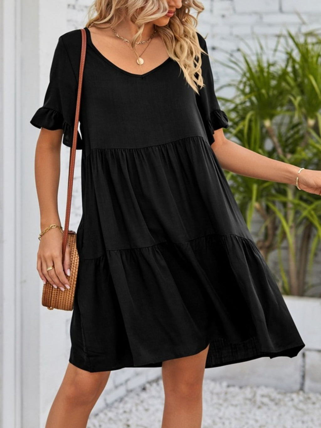 Ruffled Sleeve Tiered Mini Dress - product image 7