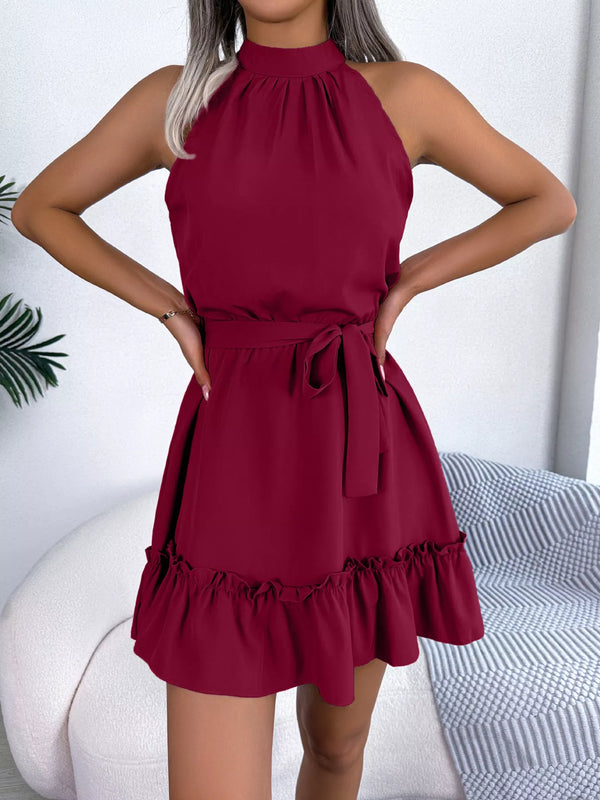 Halter Neck Ruffle Hem A-Line Dress - product image 24