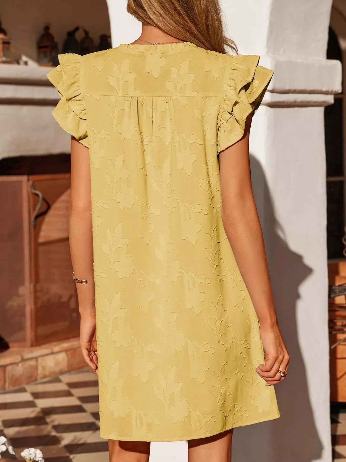 Floral Embossed Ruffle Sleeve Mini Dress - product image 25