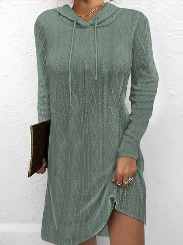 Casual Long Sleeve Hooded Knit Dress - product image 8