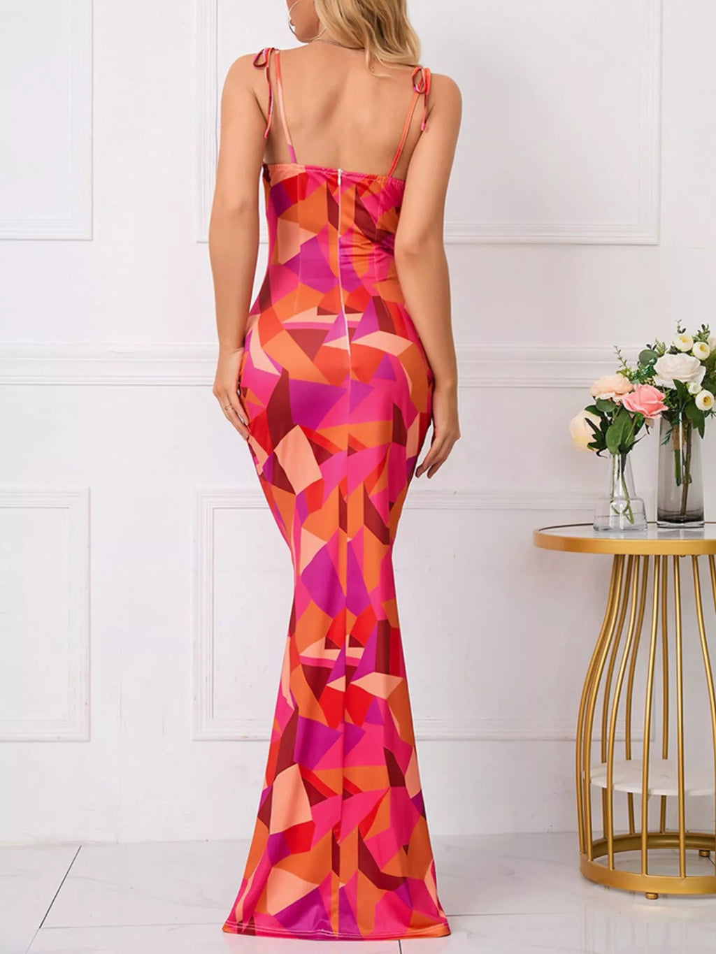 Floral Print Tie Strap Bodycon Maxi Dress - product image 8