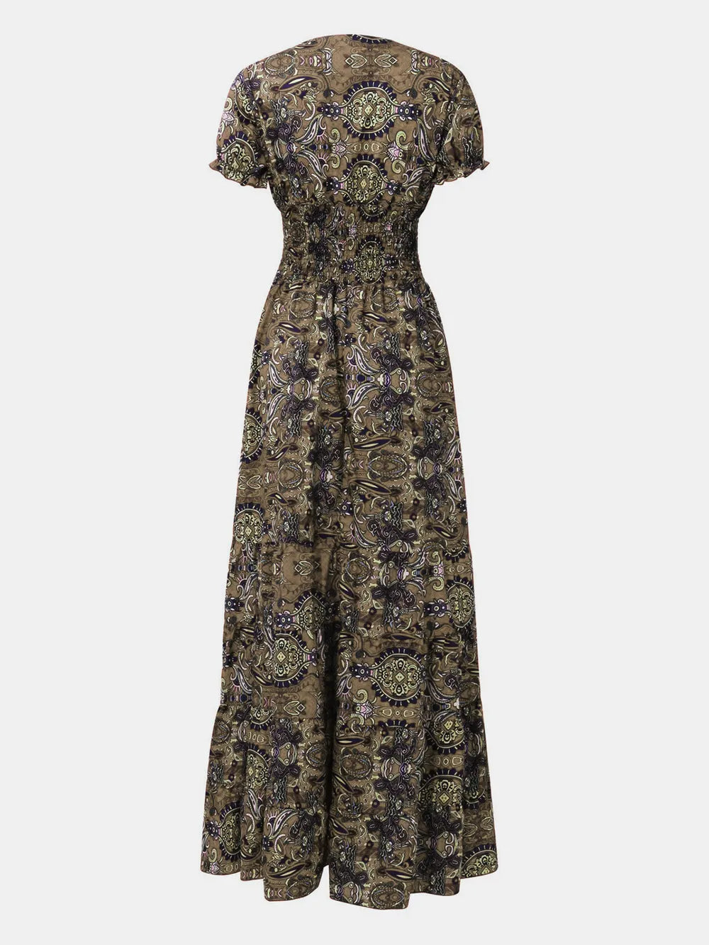 Smocked Printed V-Neck Short Sleeve Dress - product image 19