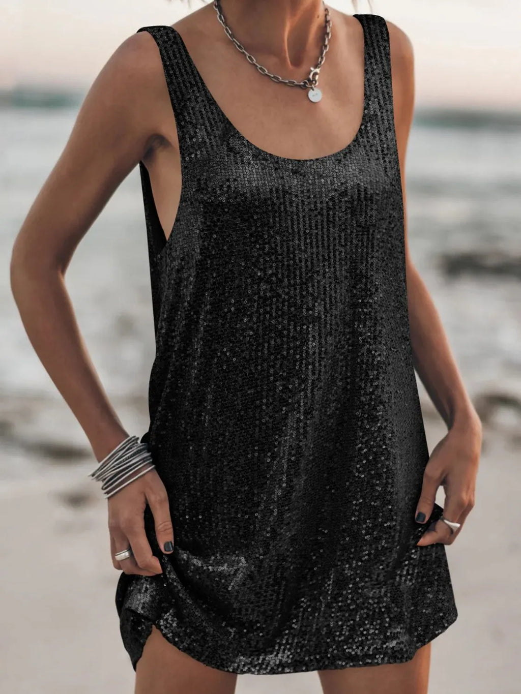 Sequin Scoop Neck Mini Dress - product image 20