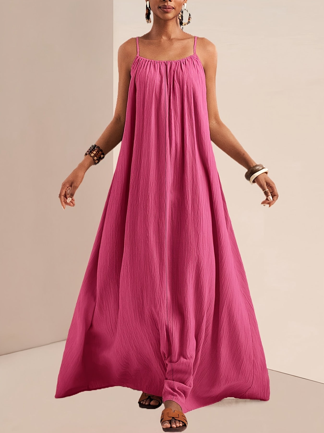 Spaghetti Strap Flowy Maxi Dress view 10 - Shopiebay