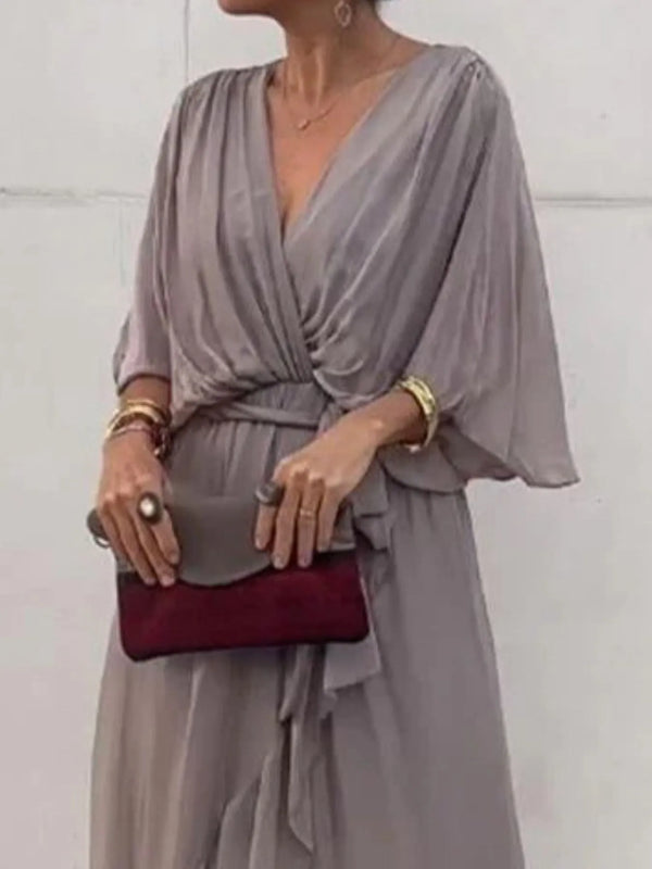 Flowy Tie Front Midi Dress with Flutter Sleeves - product image 29