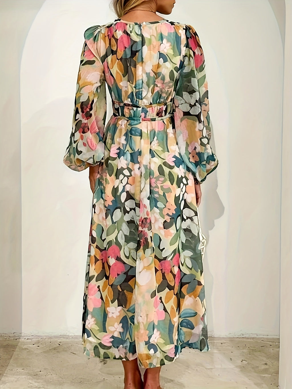 Floral Print Long Sleeve Midi Dress - product image 3