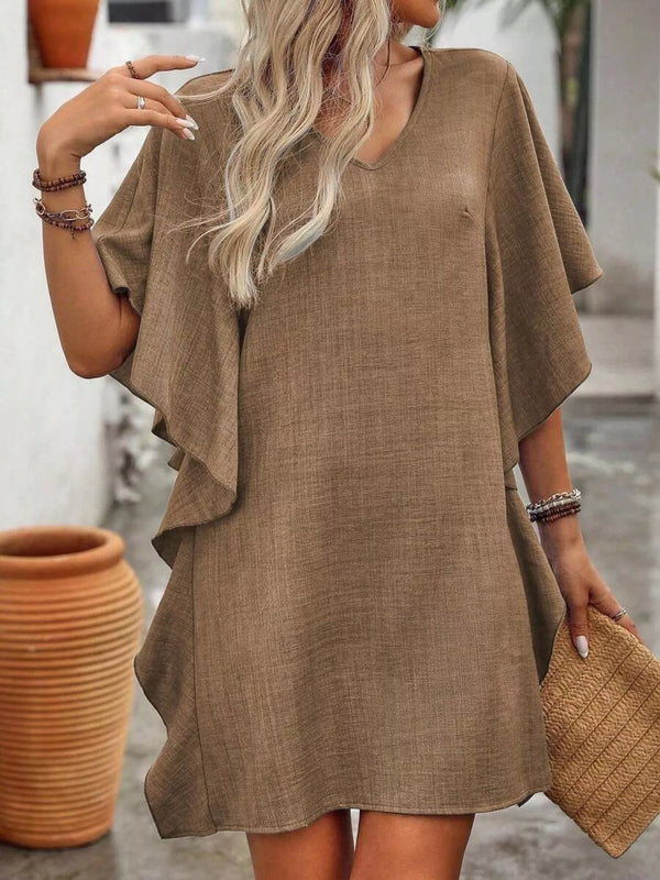 Ruffled Flutter Sleeve V-Neck Mini Dress - product image 9