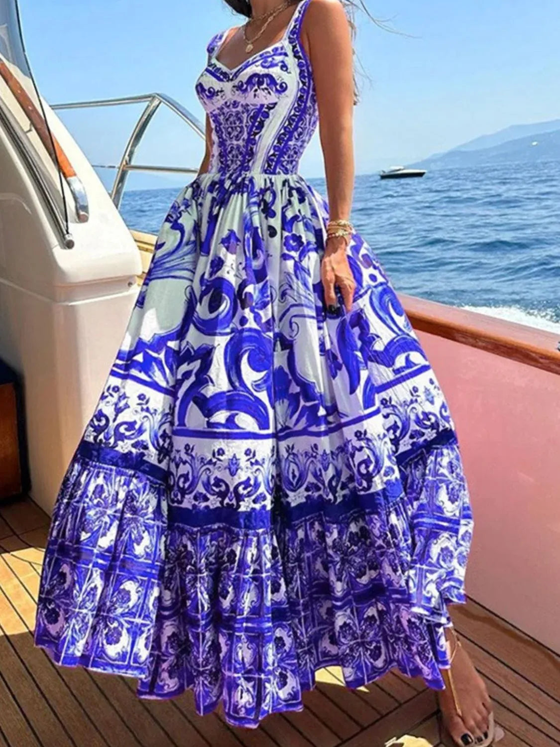 Smocked Printed Wide Strap Dress - product image 17