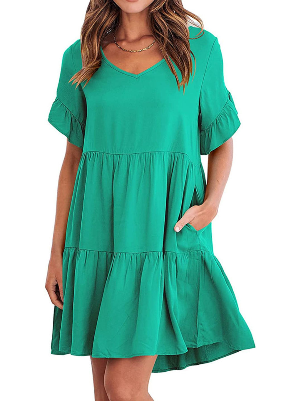 Ruffled Sleeve Tiered Mini Dress - product image 14