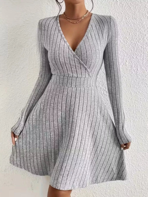 Ribbed Knit Wrap Mini Dress - product image 12