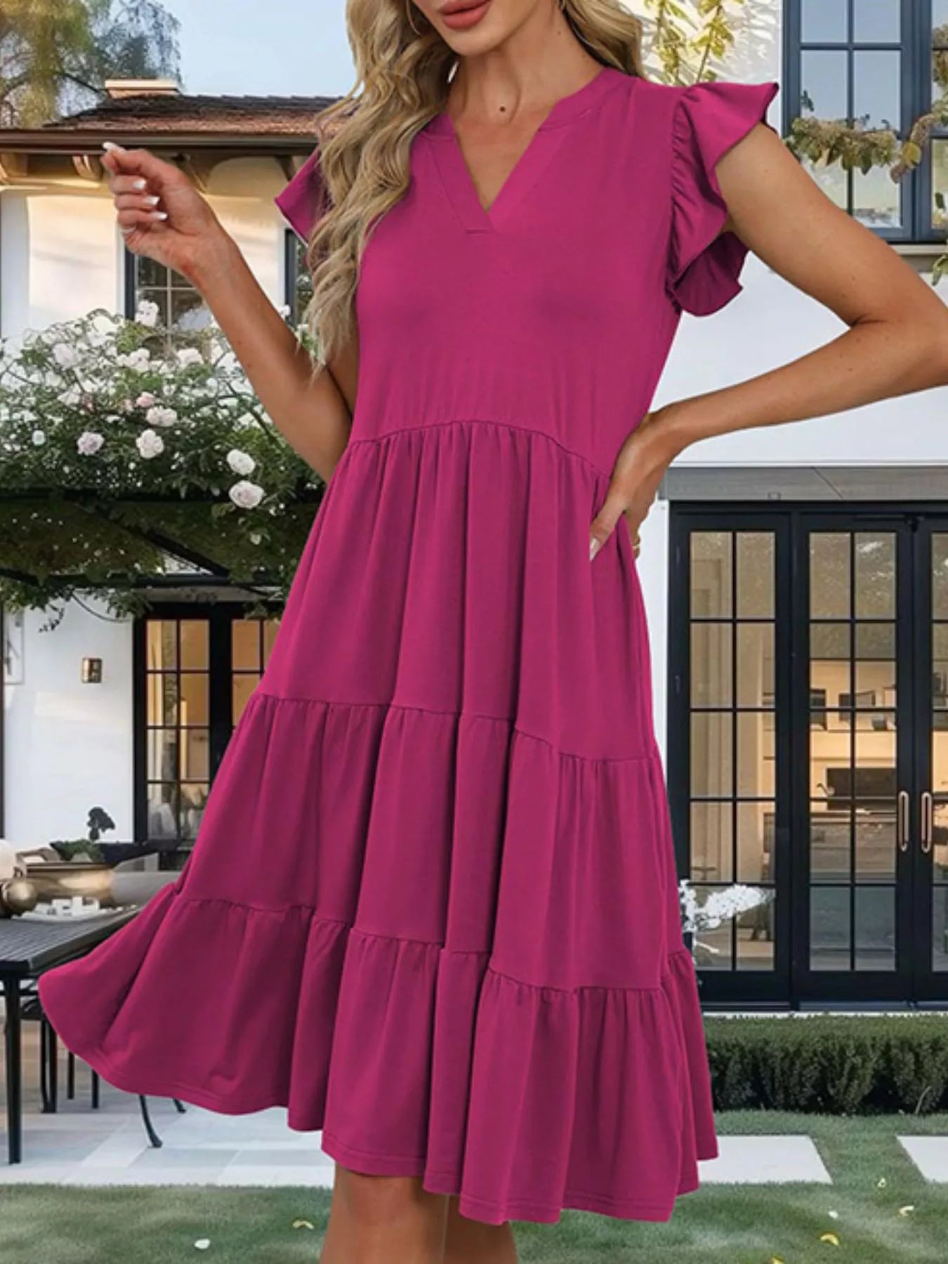 Ruffle Sleeve Tiered Midi Dress - product image 5