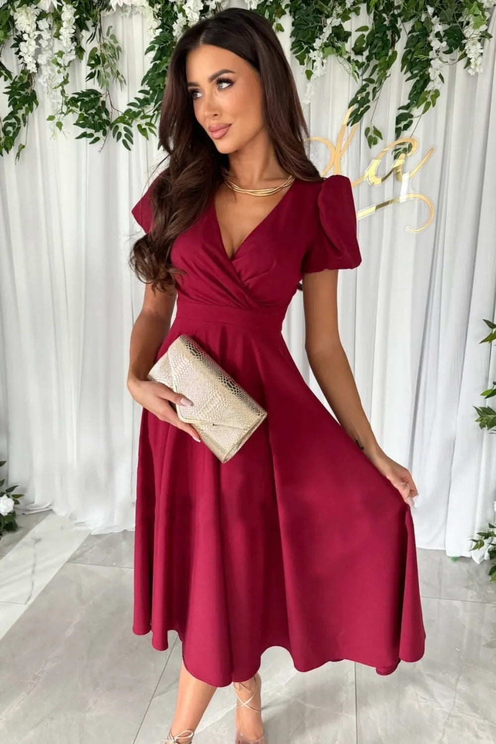 Surplice Puff Sleeve Midi Dress - product image 7