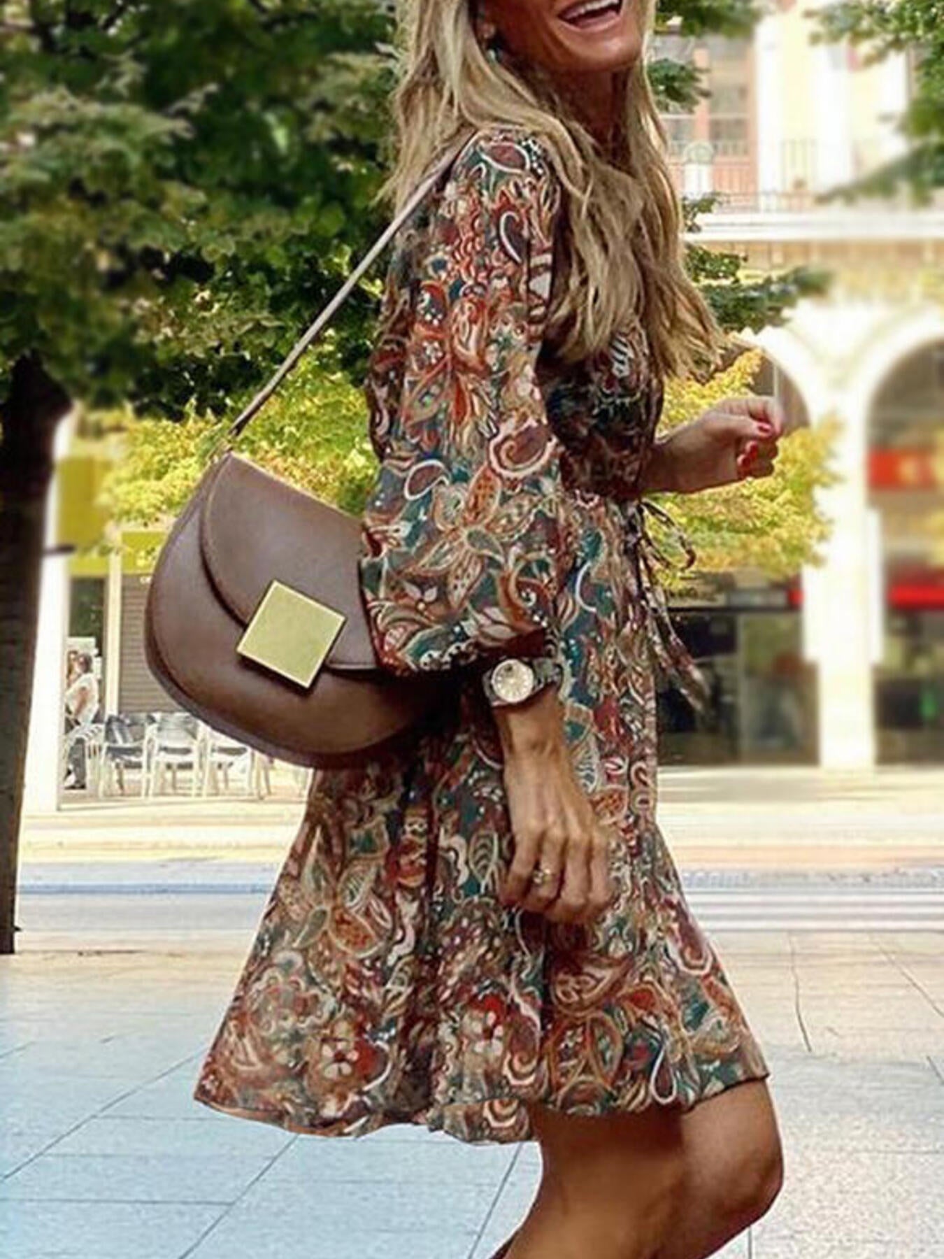 Paisley Print Balloon Sleeve Mini Dress - product image 4