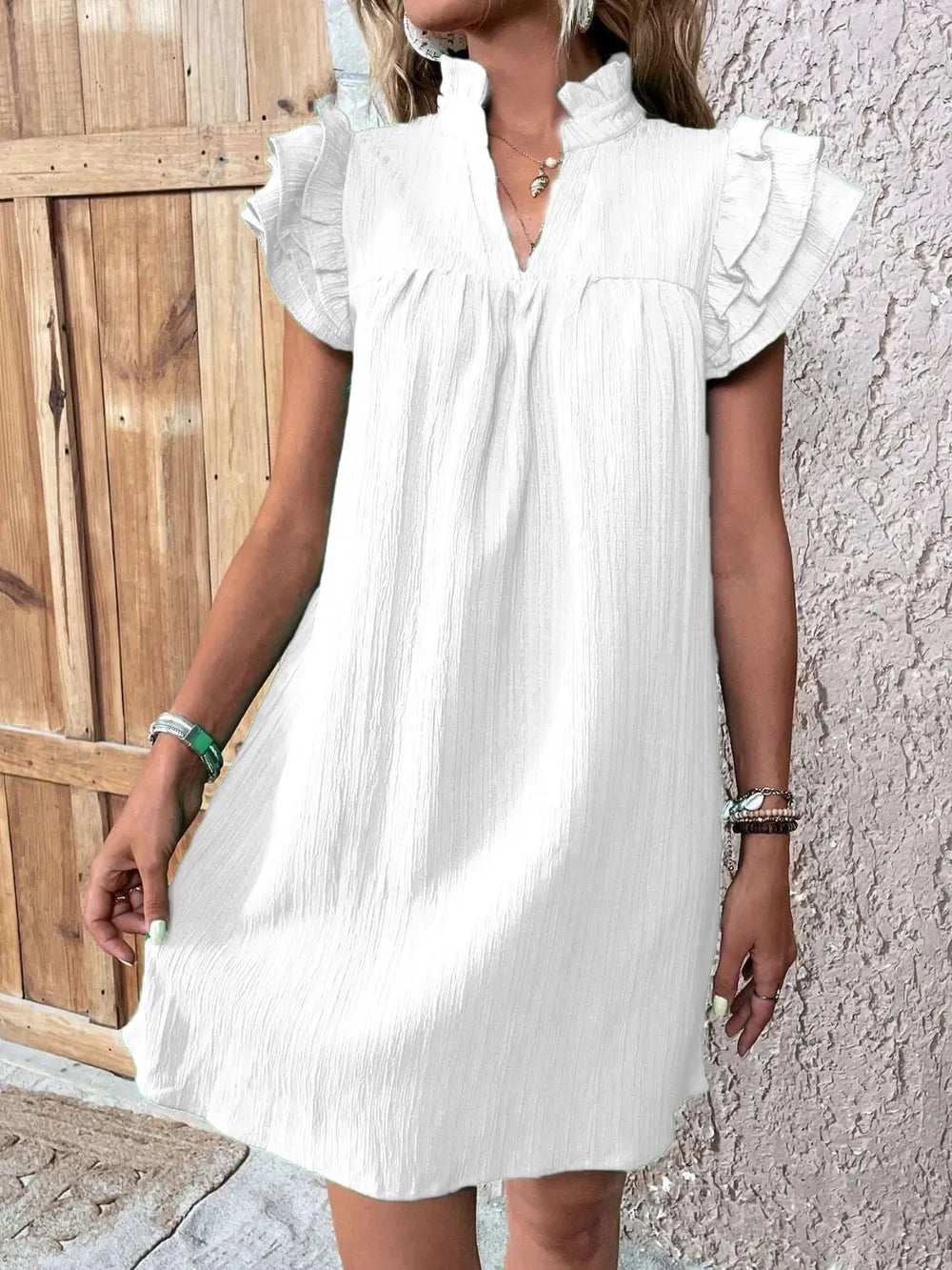 Ruffled Notched Cap Sleeve Mini Dress - product image 15