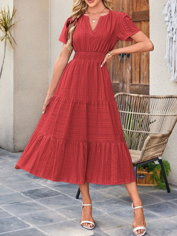 Tiered Notched Short Sleeve Dress - product image 17
