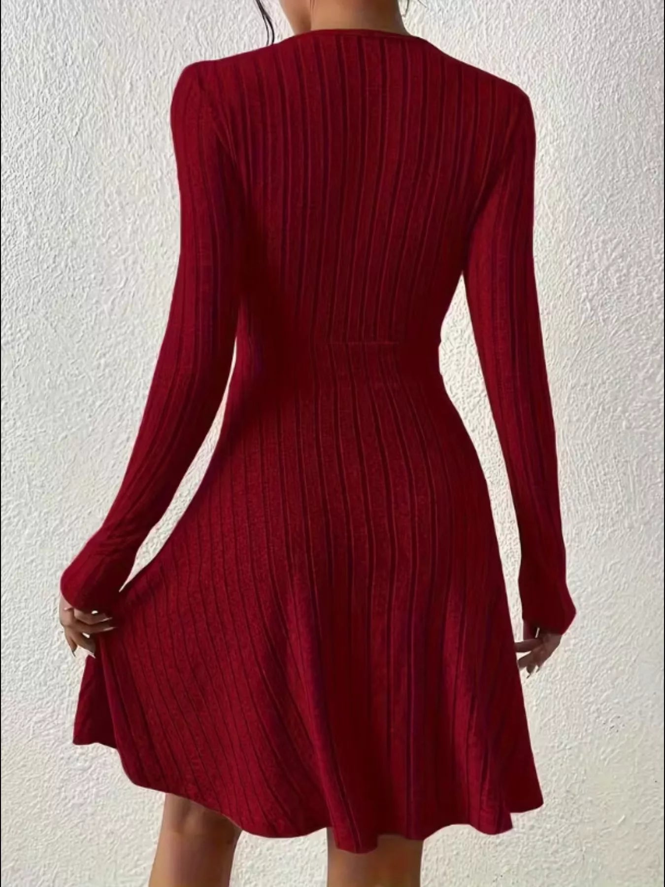 Ribbed Knit Wrap Mini Dress - product image 30