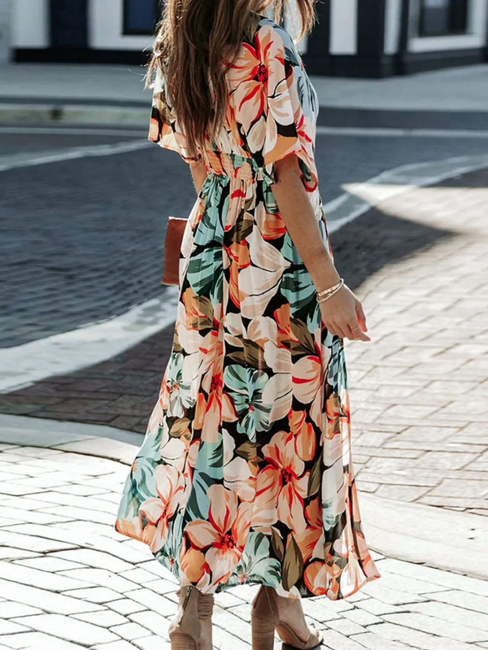 Floral Plunge Half Sleeve Dress - product image 3