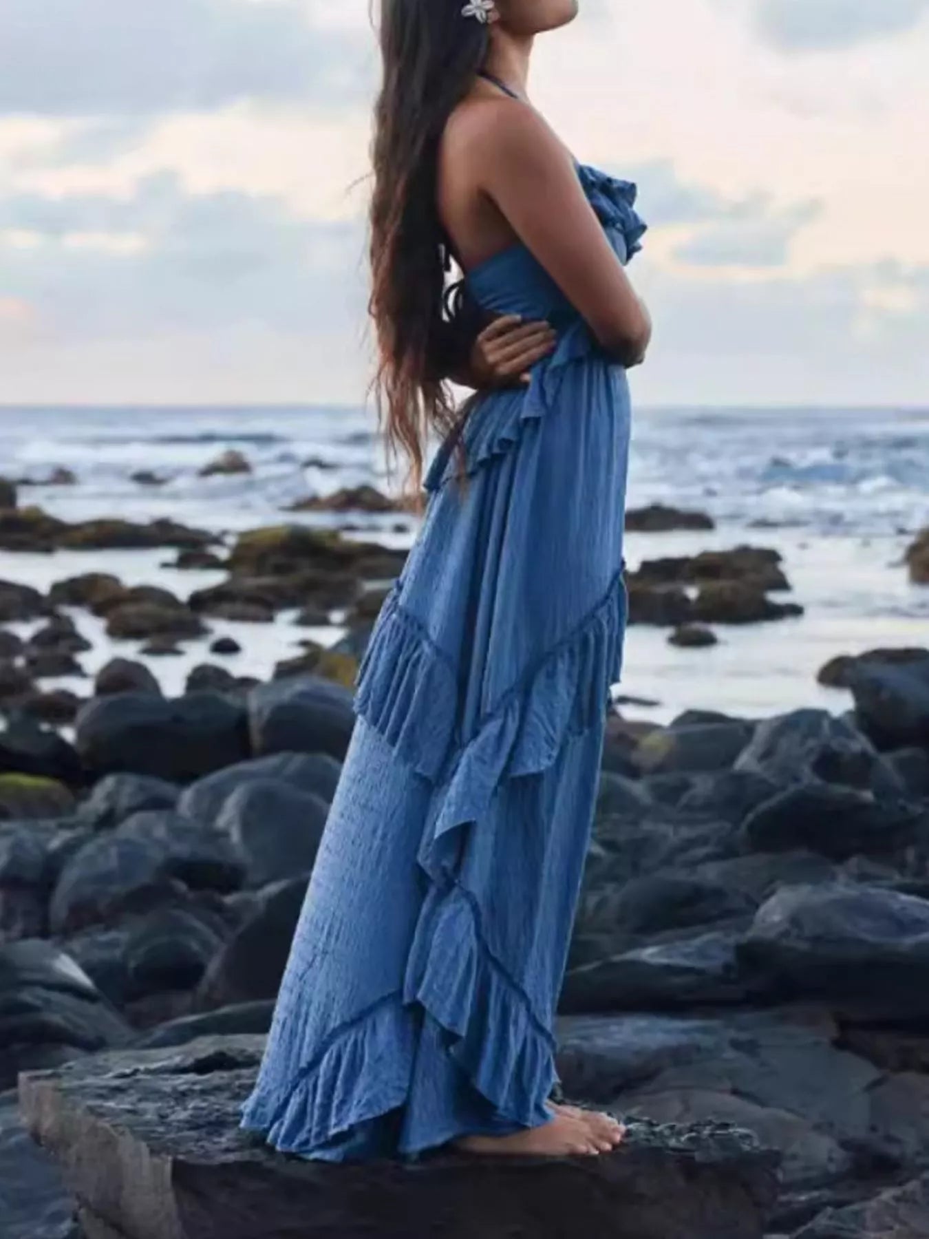 Ruffled Halter Neck Maxi Dress - product image 5