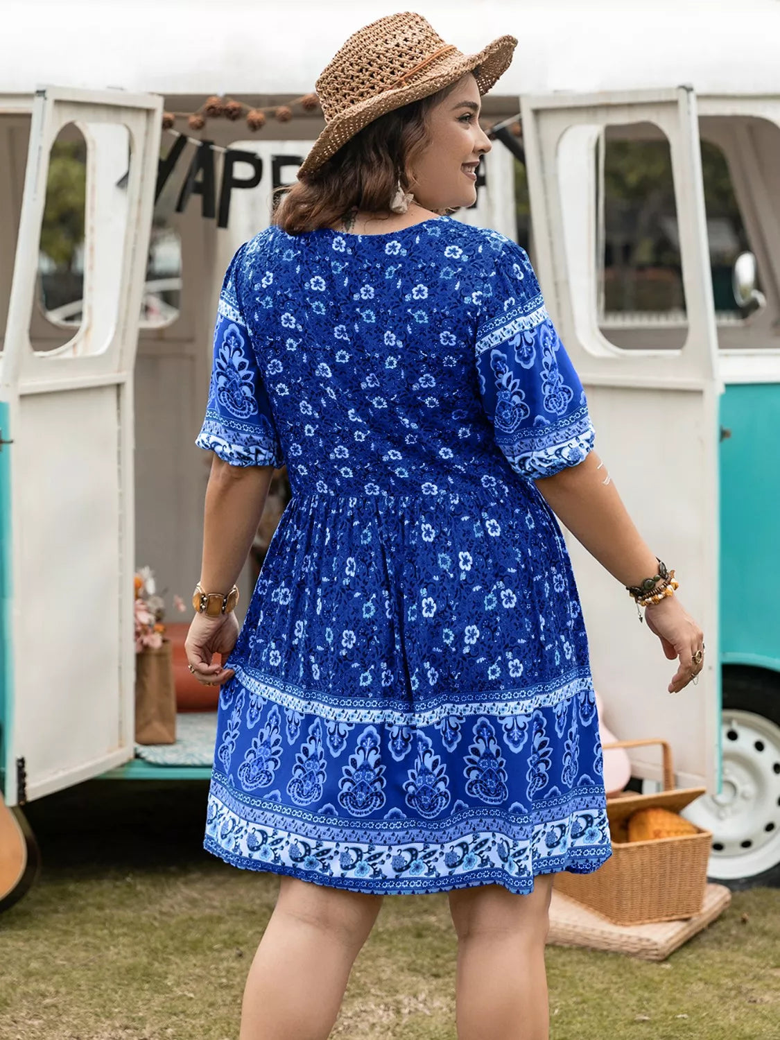 Plus Size Floral V-Neck Mini Dress - product image 5
