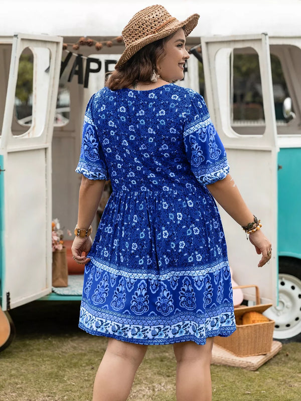 Plus Size Floral V-Neck Mini Dress - product image 5