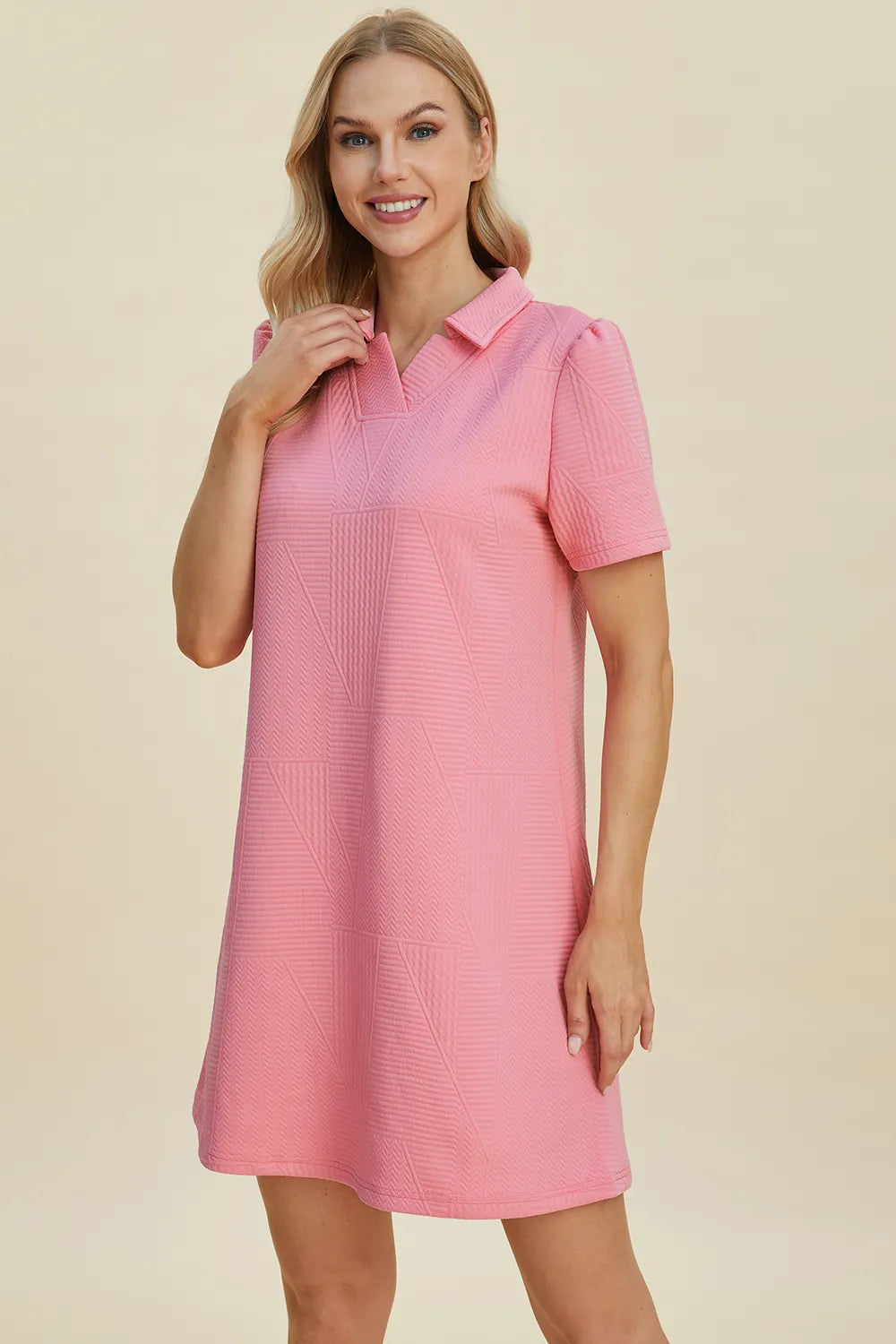 Double Take Texture Short Sleeve Dress - product image 14