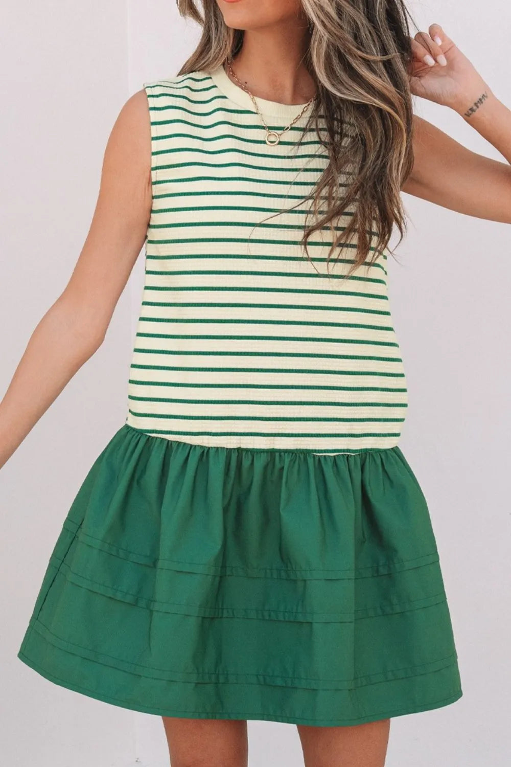 Stripe Woven Sleeveless Mini Dress view 4 - Shopiebay