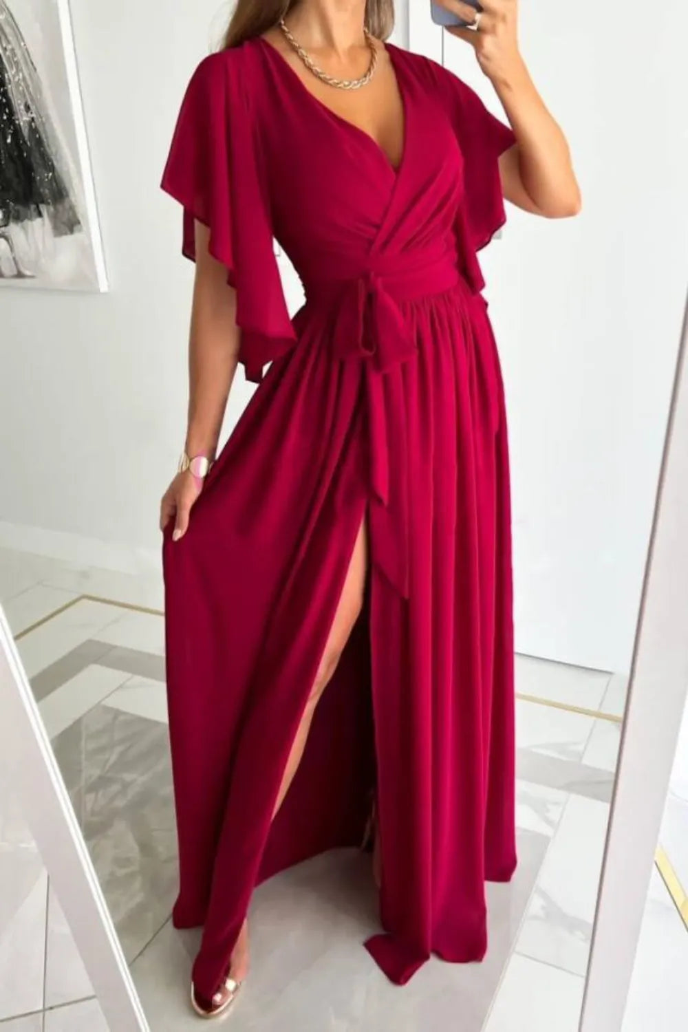 Surplice Flutter Sleeve Maxi Dress - product image 7