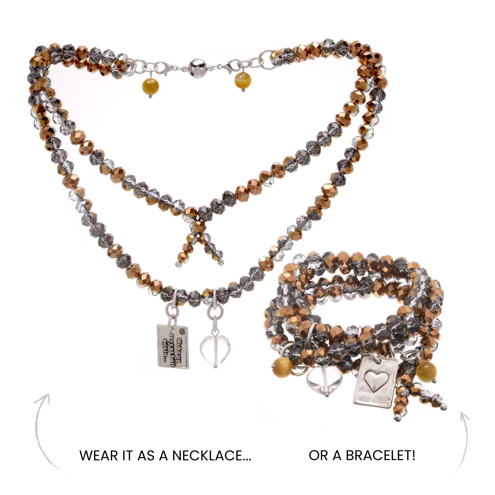 Woke Up Sexy As Hell Again Heart Crystal Boho Wrap Bracelet/Necklace Secondary image