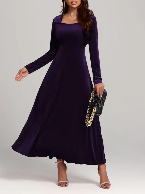 Square Neck Long Sleeve Velvet Dress - product image 15