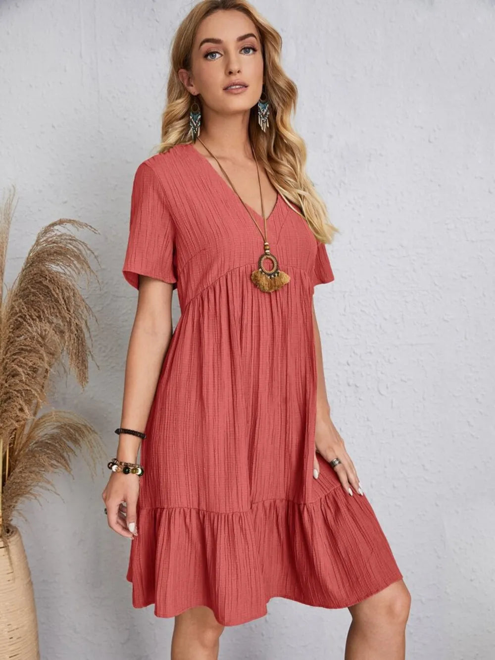 V-Neck Short Sleeve Dress - product image 3