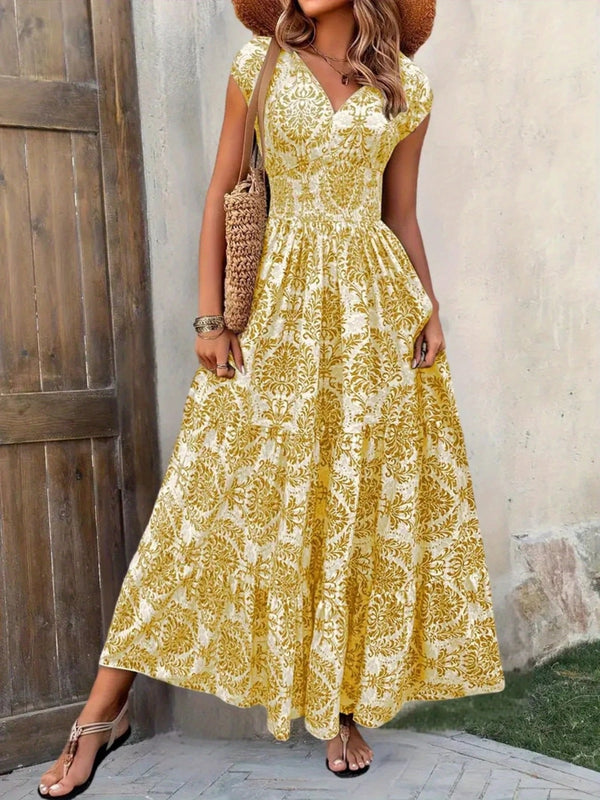 Printed Cap Sleeve Maxi Dress - product image 24